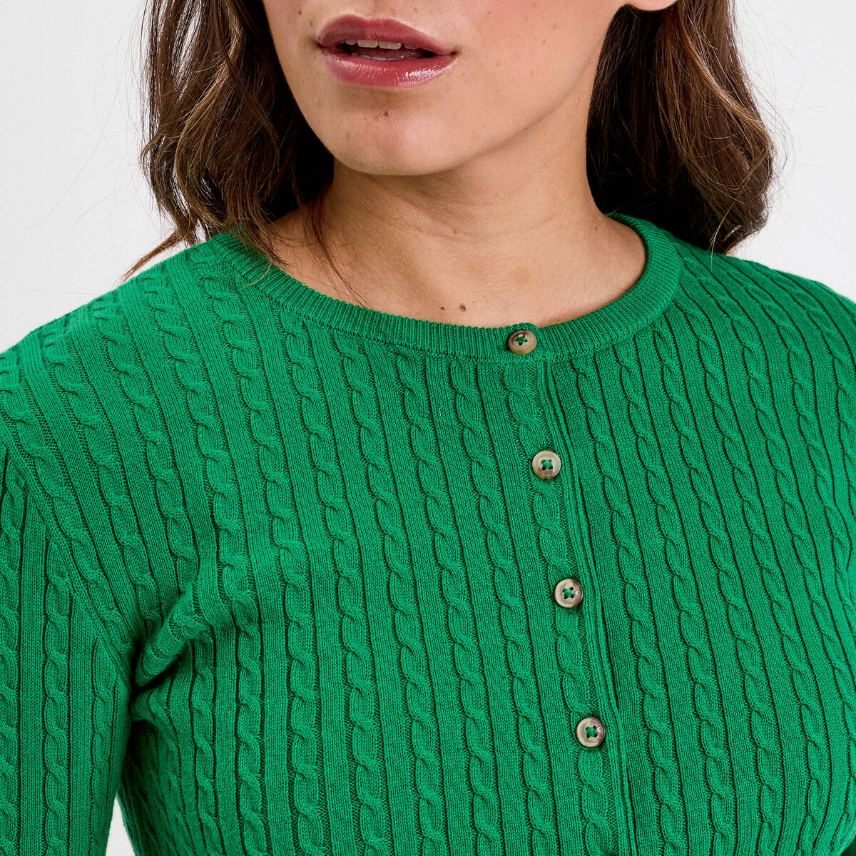 Gilet ajust&eacute; en coton manches longues vert pastel femme