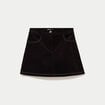 Jupe-short trap&egrave;ze en velours marron fonc&eacute; femme
