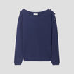 Pull avec boutons bleu marine femme