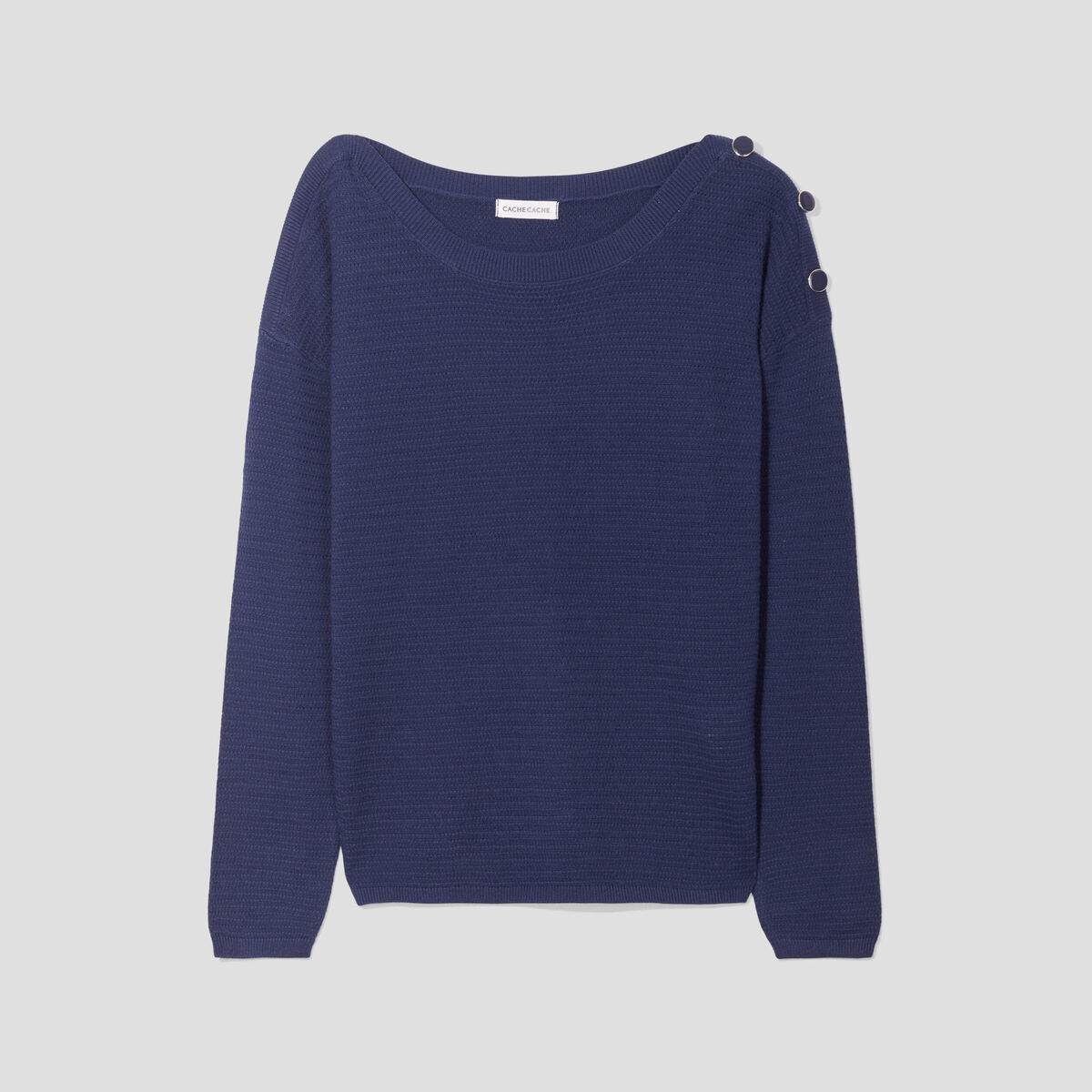 Pull avec boutons bleu marine femme