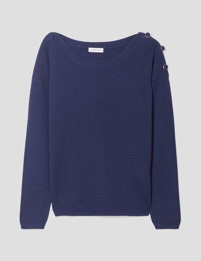 Pull avec boutons bleu marine femme
