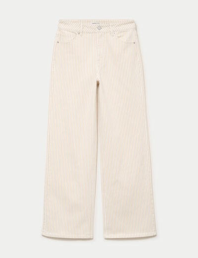 Jean bootcut taille haute beige femme