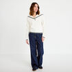 Pull col marin manches longues ecru femme