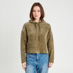 Sweat &agrave; capuche vert kaki femme