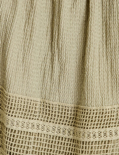 Top &agrave; bretelles broderie vert kaki femme