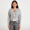 Gilet court nou&eacute; gris clair femme