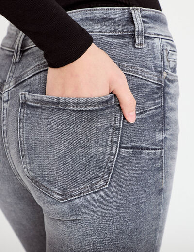 Jean skinny push-up taille standard denim gris clair femme