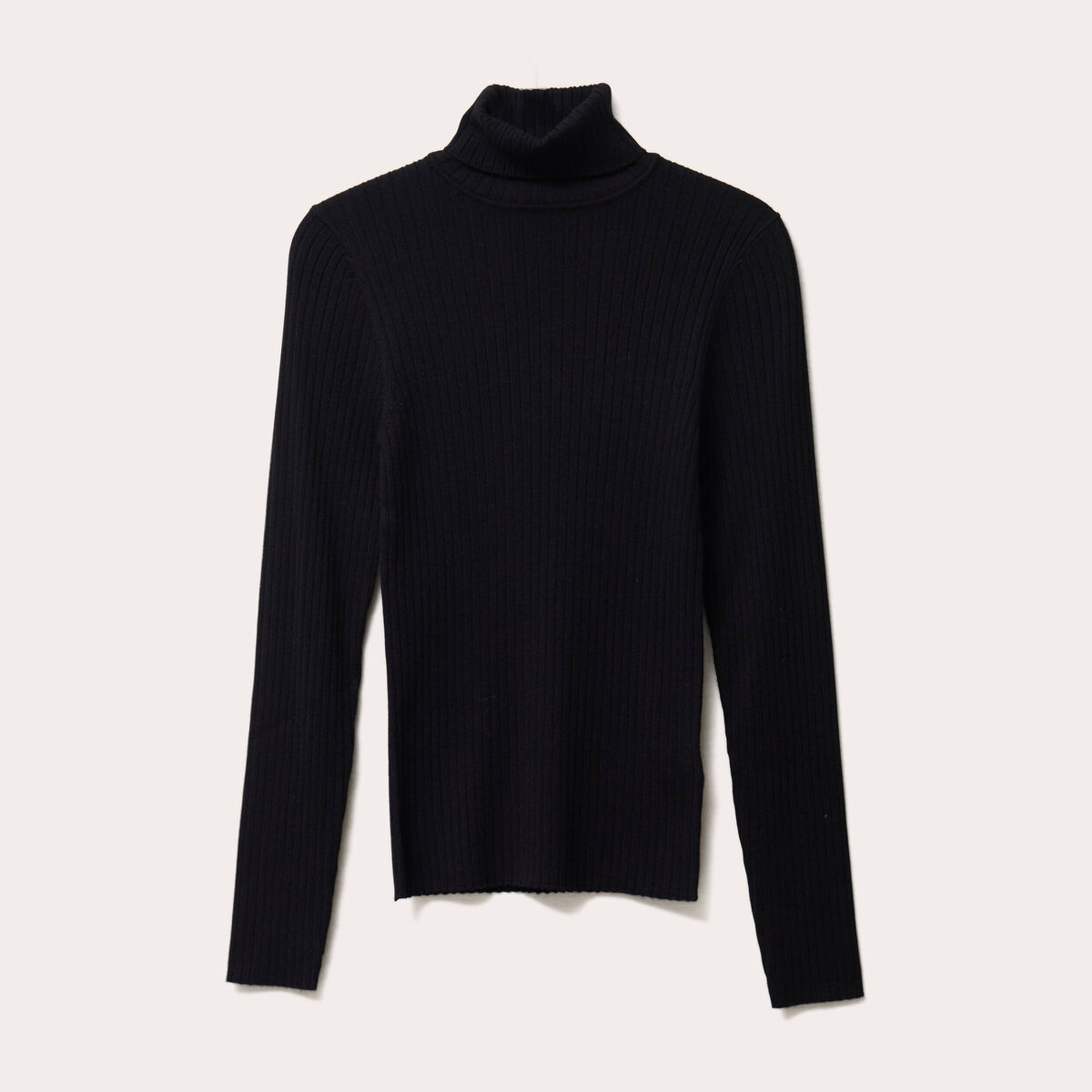 Pull c&ocirc;tel&eacute; col roul&eacute; noir femme