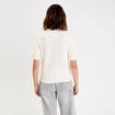 Pull dentelle manches courtes ecru femme