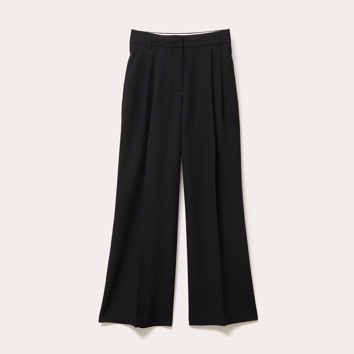 Pantalon large &agrave; pinces noir femme