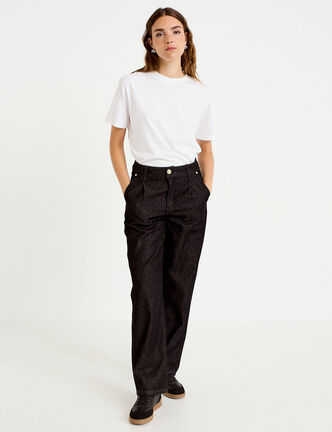 Jean wide leg taille haute denim noir femme