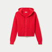 Pull ajust&eacute; &agrave; capuche manches longues rouge femme