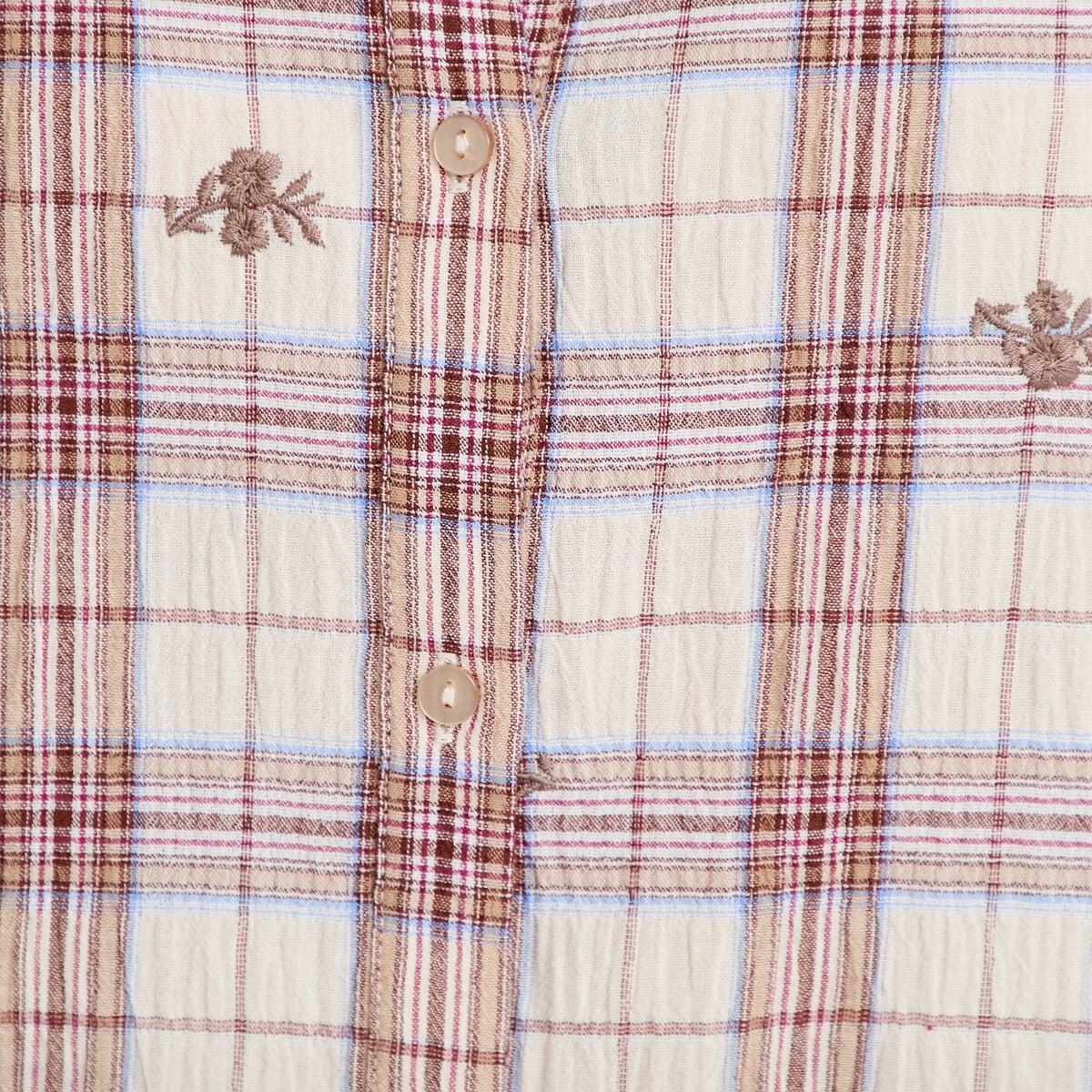 Blouse ample col montant manches longues beige femme