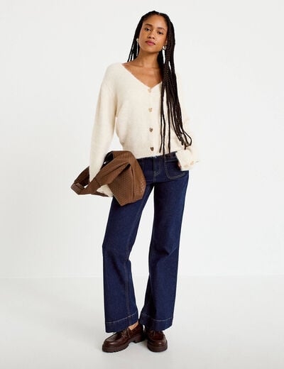 Jean bootcut taille haute denim brut femme