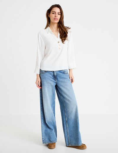 Blouse manches longues ecru femme