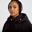 Veste droite &agrave; capuche manches longues noir femme