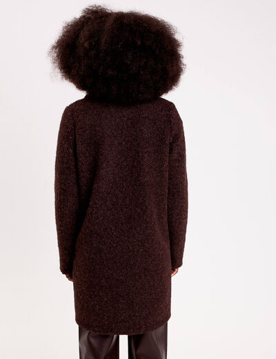 Manteau bouclette marron fonc&eacute; femme