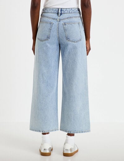 Jean wide leg cropped taille standard denim bleach femme