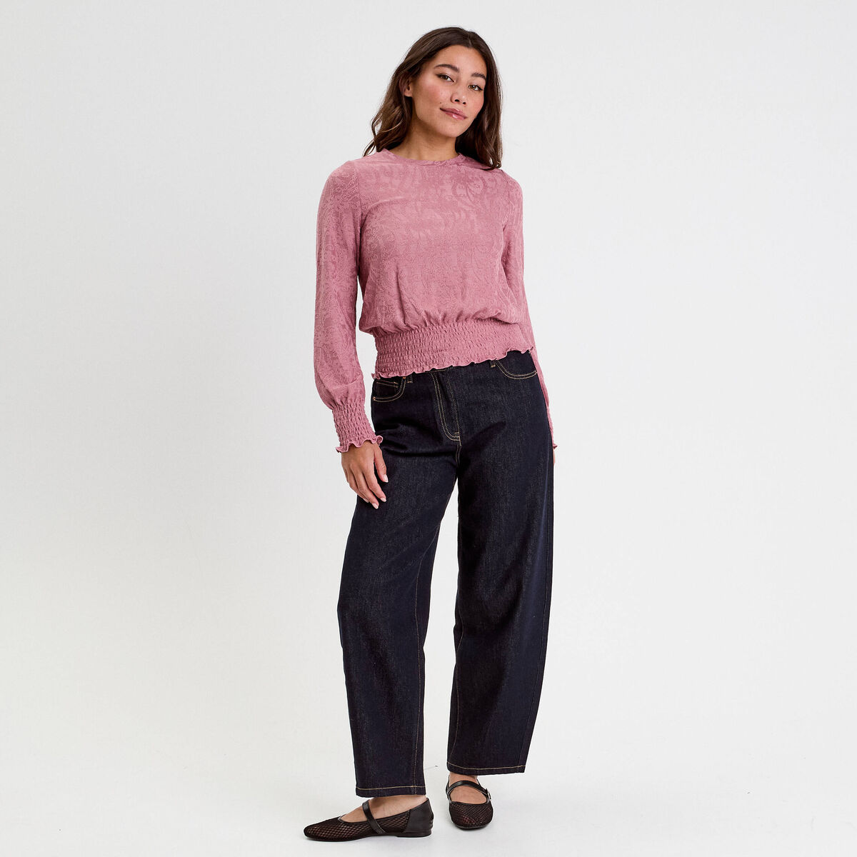 Blouse manches longues vieux rose femme