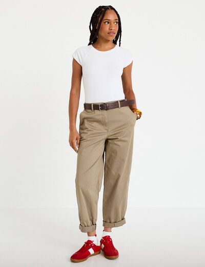 Pantalon chino avec ceinture amovible gris femme