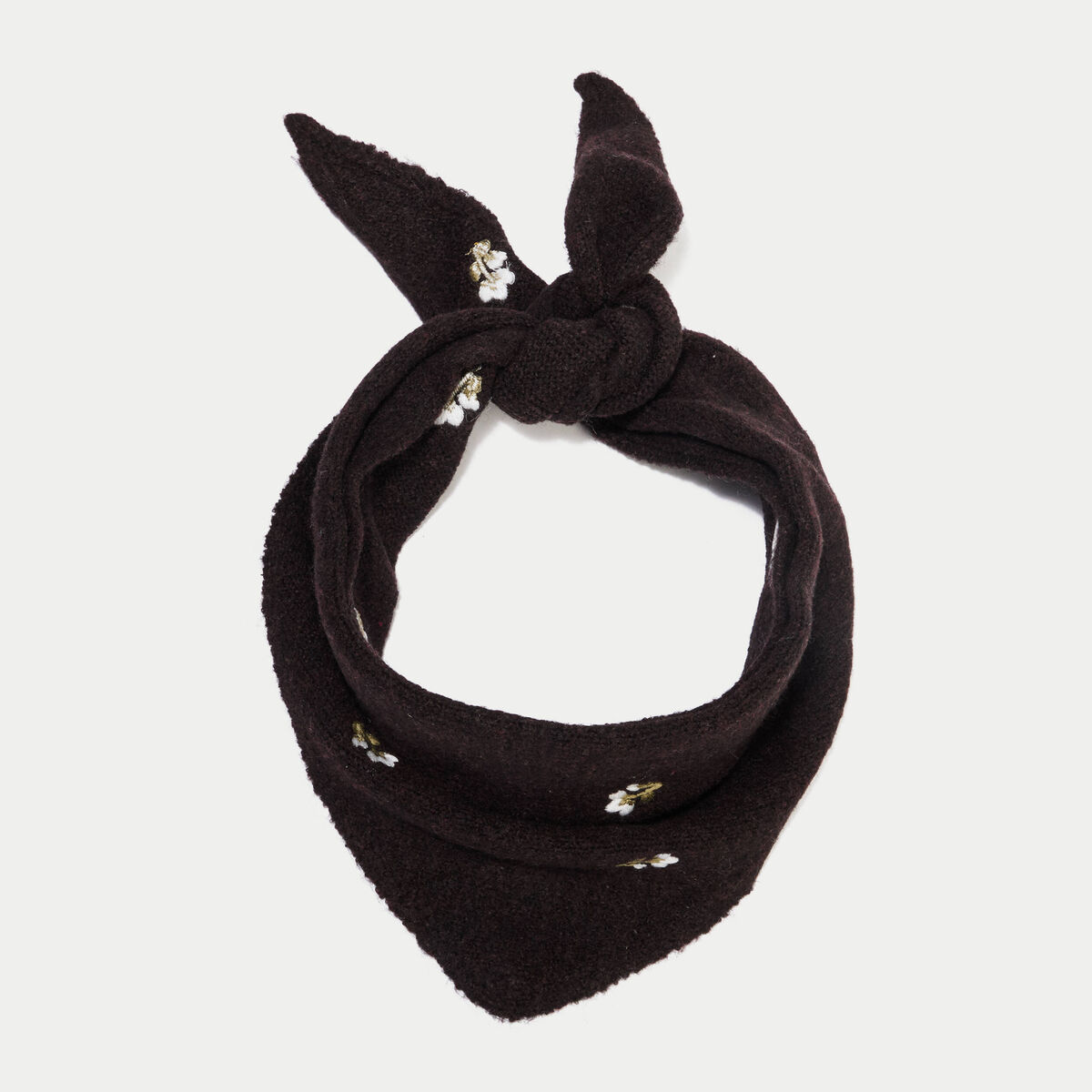 Foulard avec broderie marron fonc&eacute; femme