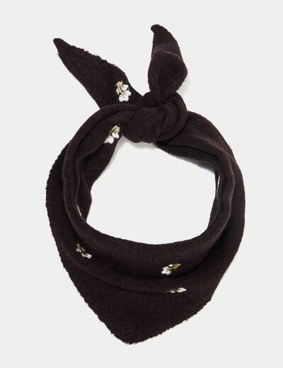 Foulard avec broderie marron fonc&eacute; femme