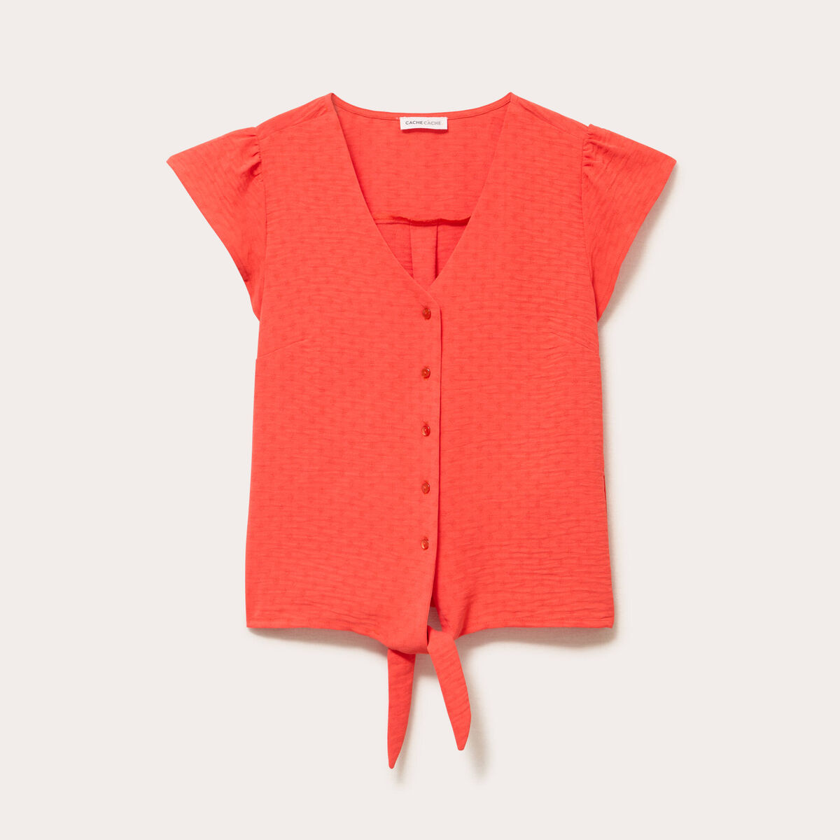 Blouse manches courtes orange fonc&eacute; femme