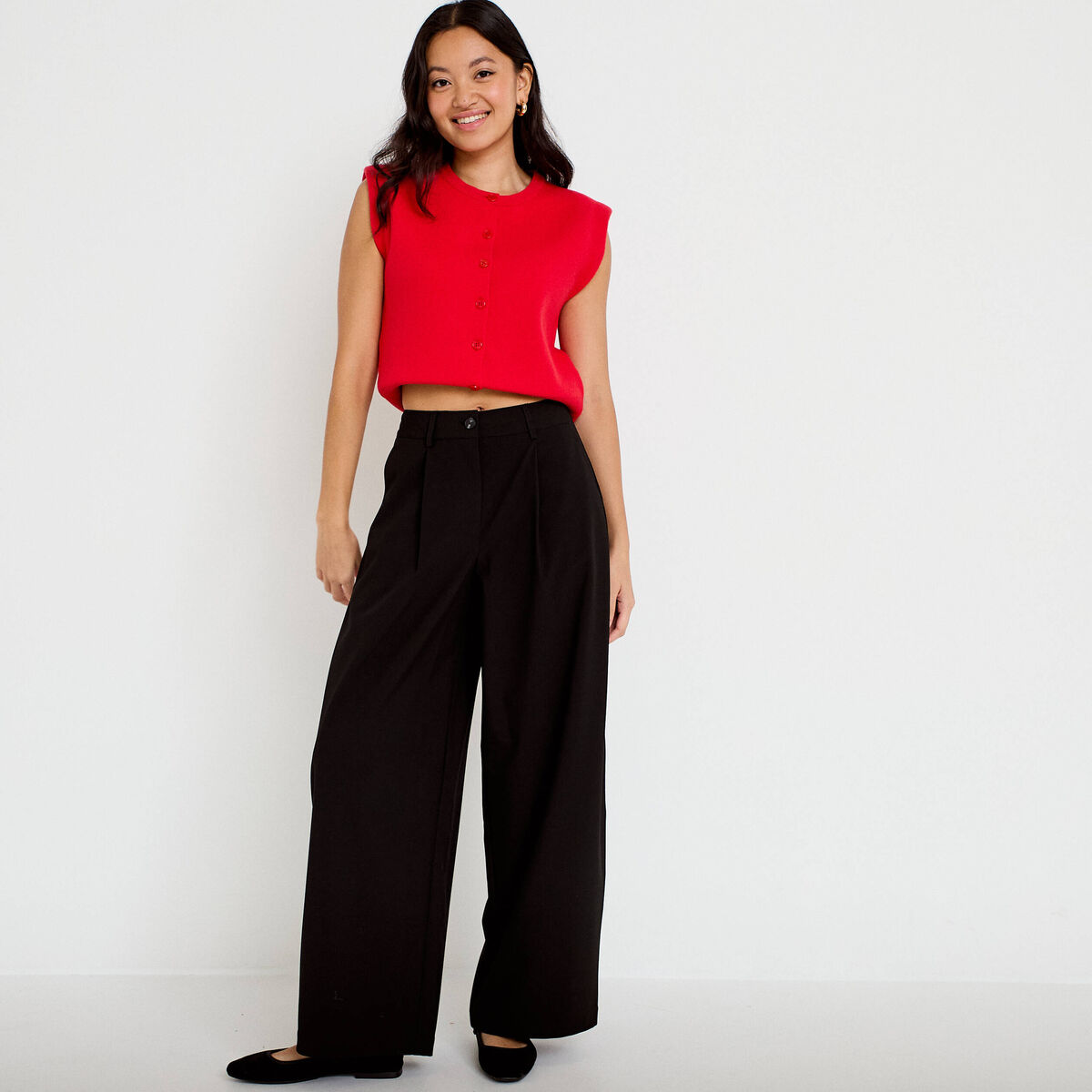 Pantalon bootcut taille standard noir femme