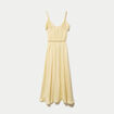 Robe longue &eacute;vas&eacute;e col v bretelles jaune clair femme