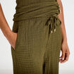 Pantalon large taille standard vert kaki femme