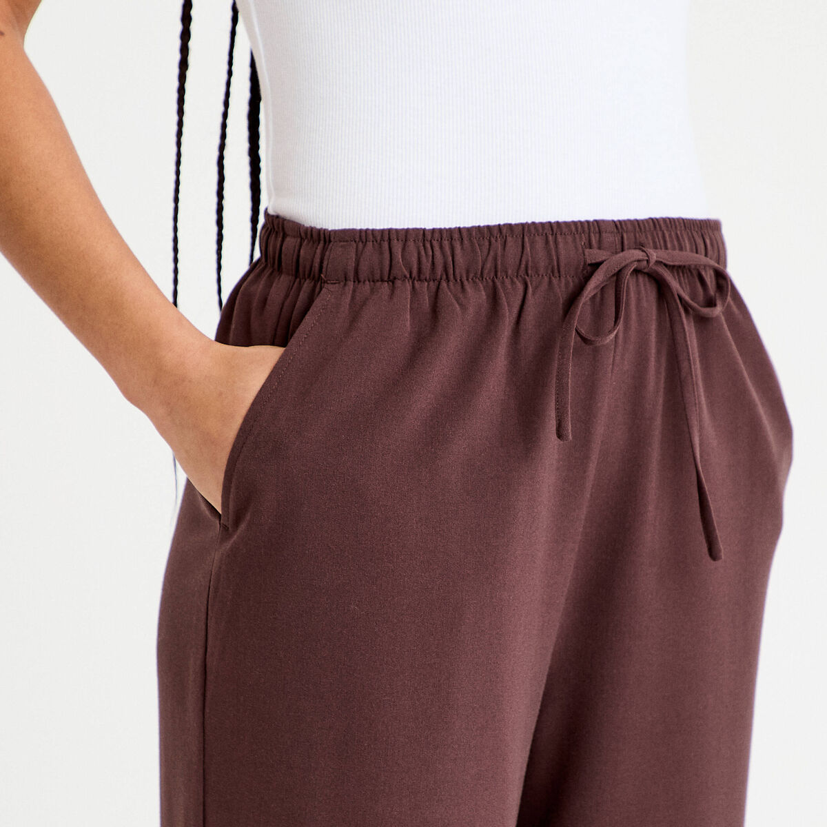 Pantalon large marron fonc&eacute; femme