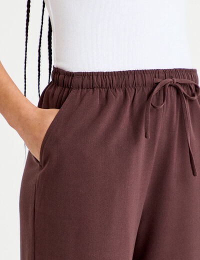 Pantalon large marron fonc&eacute; femme