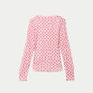 T-shirt ajust&eacute; col rond manches longues rose corail femme