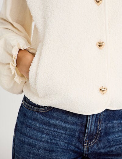 Veste sans manches effet polaire ecru femme