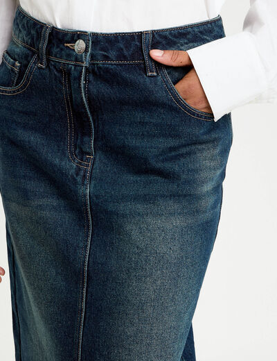 Jupe crayon taille standard bleu fonc&eacute; femme