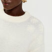 Pull brod&eacute; manches longues ecru femme