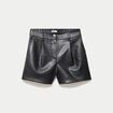 Short en similicuir noir femme