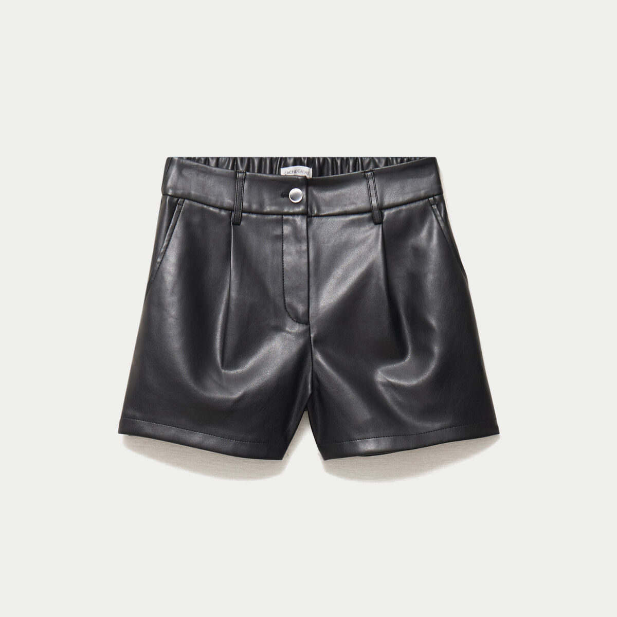 Short en similicuir noir femme