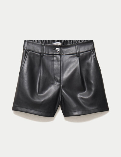 Short en similicuir noir femme