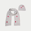 Lot &eacute;charpe bonnet avec broderie gris fonc&eacute; femme