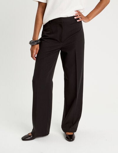 Pantalon bootcut taille haute noir femme