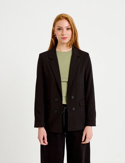 Blazer ajust&eacute; manches longues noir femme