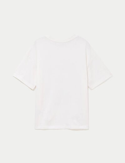 T-shirt oversize manches longues ecru femme