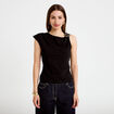 Top asym&eacute;trique d&eacute;tail bijou noir femme