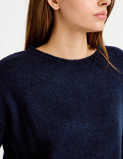 Pull manches longues bleu marine femme