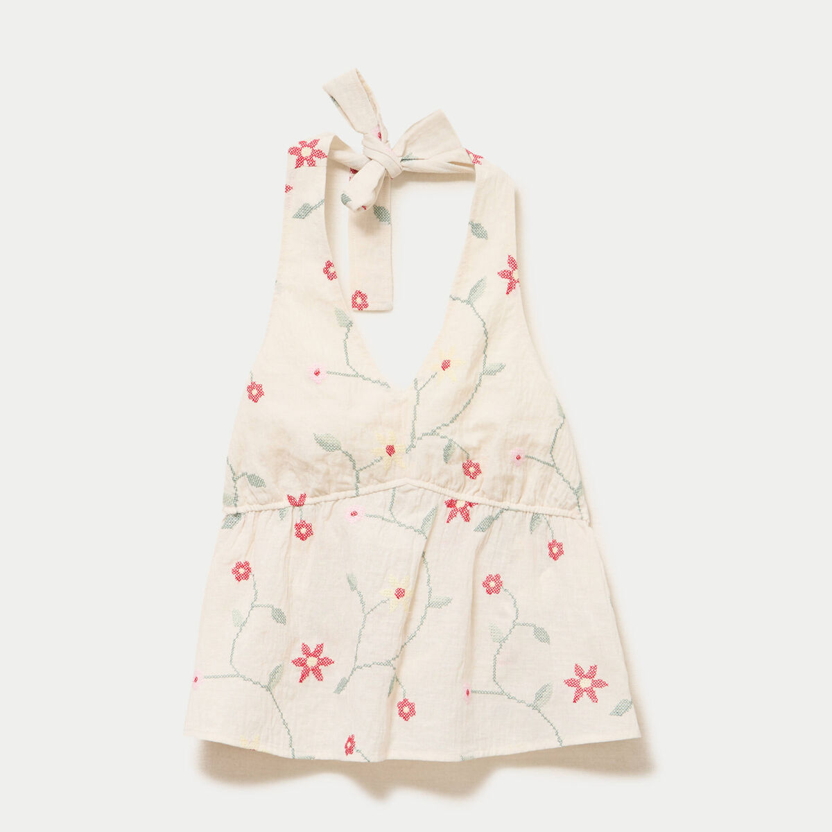 Top dos nu brod&eacute; blanc femme