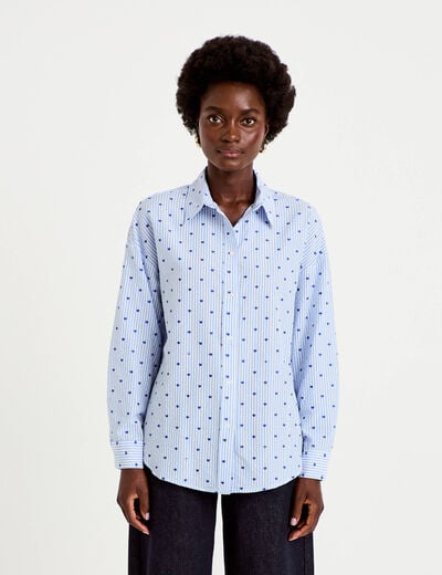 Chemise oversize manches longues bleu femme