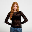 T-shirt ajust&eacute; manches longues noir femme