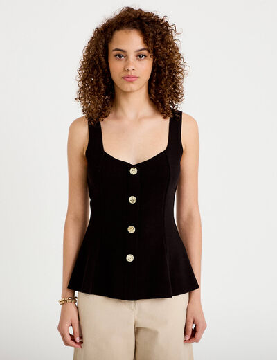 D&eacute;bardeur p&eacute;plum cintr&eacute; col coeur noir femme
