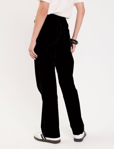 Pantalon droit en velours noir femme